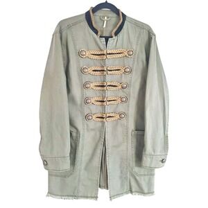 Free People Moss Green Passenger Band Military Jacket Size Small $198